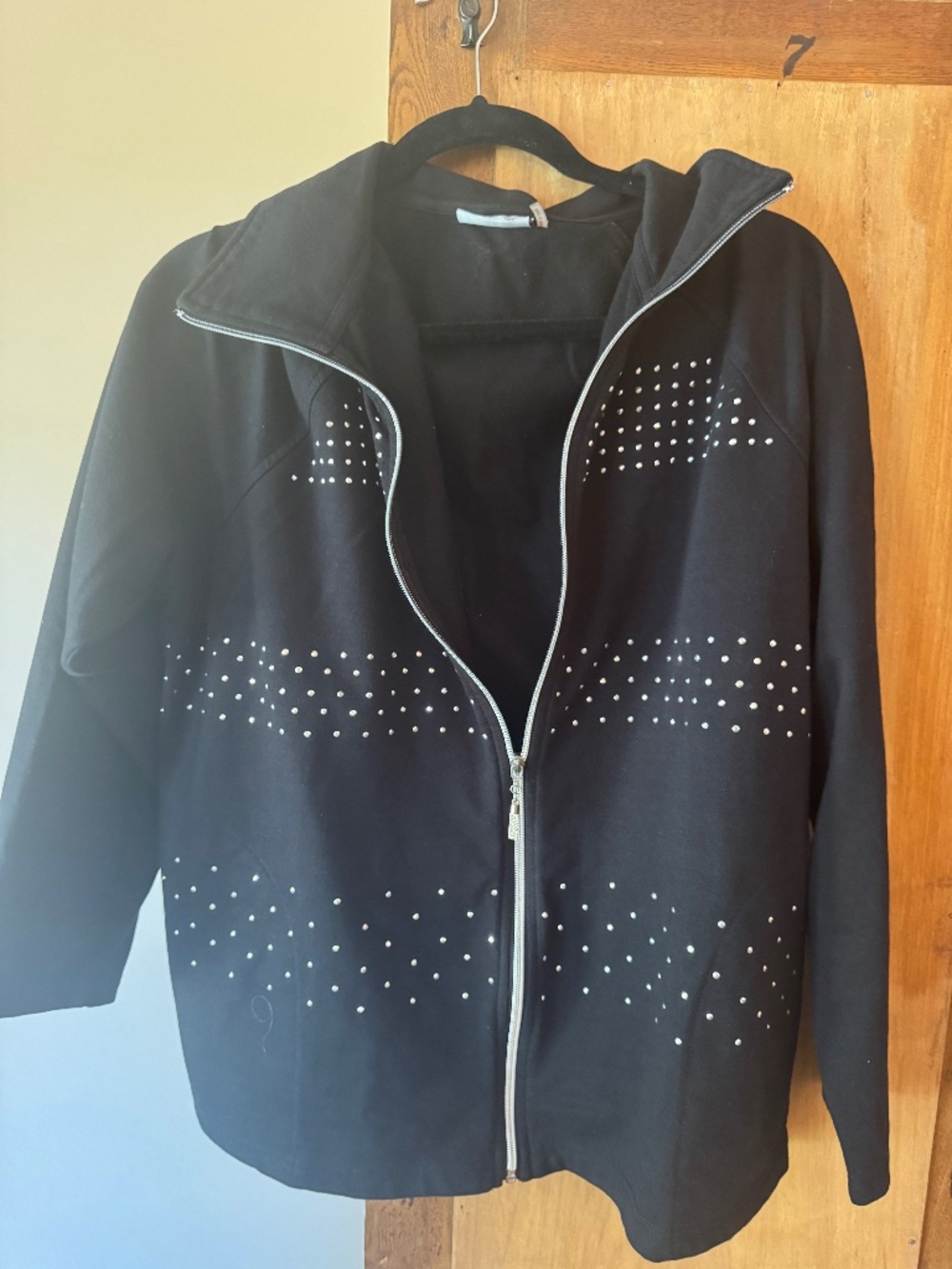 Rhinestone zip up jacket